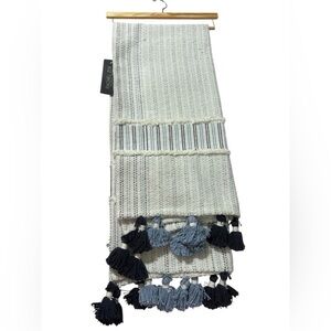 Rachel Zoe Ivory and Charcoal Throw with Tassels blanket